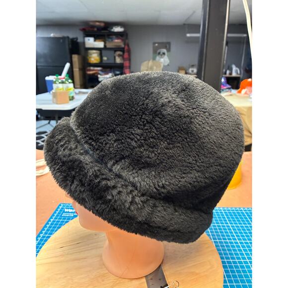 Vintage Black Shearling Ushanka Hat Real Sheepskin Fur Winter Trapper Hat main image 10